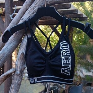 Aeropostale Black Sports Bra with Strappy Design